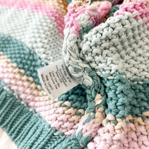 Show Me Your Mumu Good Karma Sherbert Stripe Knit Cardigan Size Large Pink Green - Picture 9 of 11